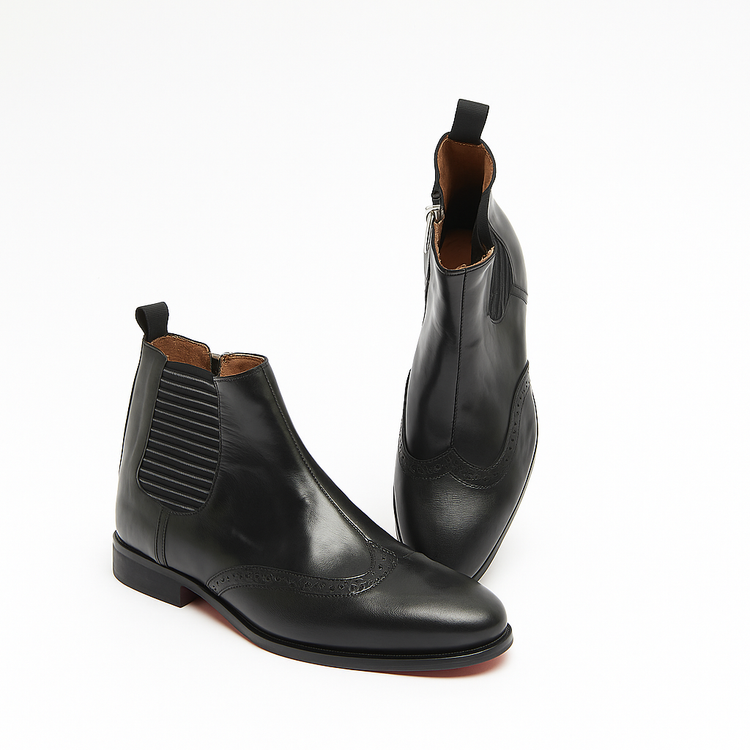 Wing Tip Zipped Chelsea Boot